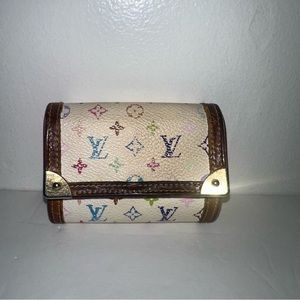 Louis Vuitton Murakami White Monogram Multicolor Porte Monnaie CardHolder MI1015